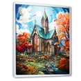 thumbnail image 2 of Designart "Moonlit Landscape with Church in Pop Art III" Spiritual Framed Wall Art - Cabin Blue Church Entryway Framed Wall Art, 2 of 6