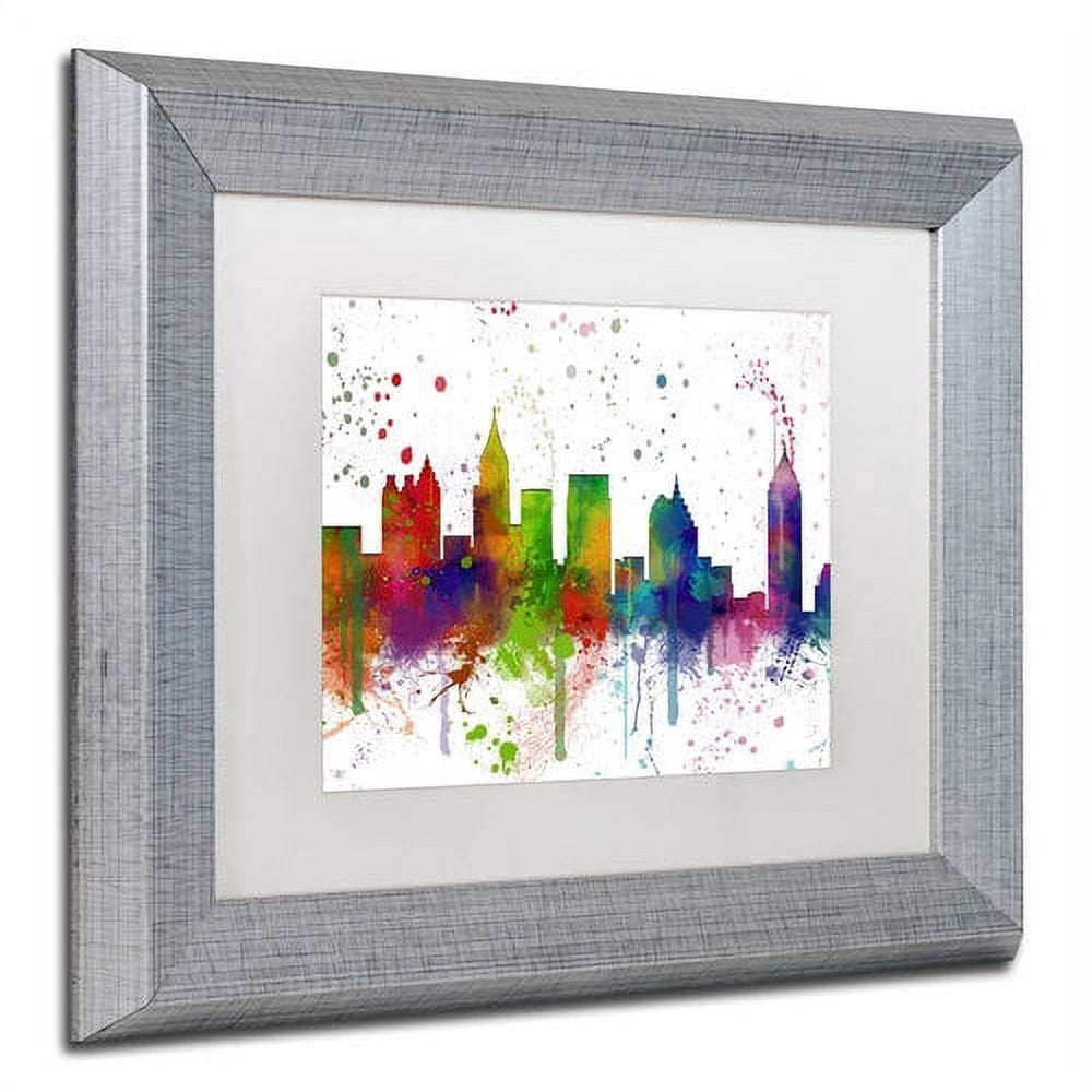 Trademark Fine Art "Atlanta Georgia Skyline Mclr-1" Canvas Art by Marlene Watson, White Matte, Silver Frame
