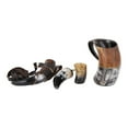thumbnail image 2 of Drinking Horn Mug Kit for Beer Alcohol Mead Wine Tea Coffee Ale for Men’s & Women’s - Medieval Stein Tankard with Carved Mug with Horn Belt Holster Neck Strap Shot Cup Bottle Opener 7 Pcs set, 2 of 10