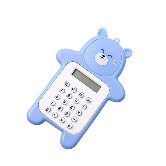 ZheElen Cartoon Calculator Home Office School Mathematics Counting Tool Mini Size Bear Shaped Calculators Devices Calculation Equipment Blue