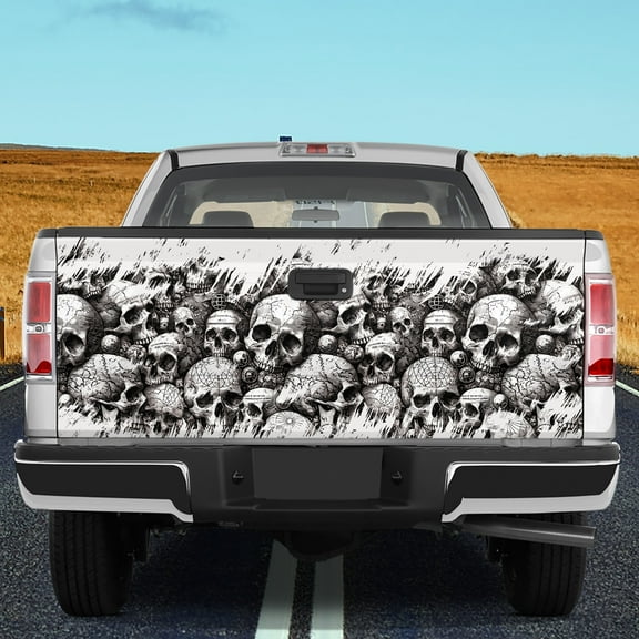 Lotusprinthandmade Skulls Tailgate Wrap 2 Sizes (24"x58"), skeleton truck tailgate decal, gothic skull tailgate cover