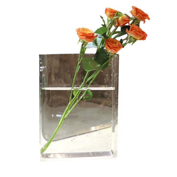 Florero para flores, decoración estética de la habitación, sabor cultural artístico, florero decorativo con forma de libro para el hogar, dormitorio, oficina, transparente (personajes blancos)