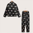 thumbnail image 4 of Paguaki Satin Pajamas Big Girls Silk Button down Long Sleeve Shirts Tops & Pants Pjs 2PCS Sleepwear Size 8-12, 4 of 5
