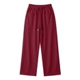 thumbnail image 5 of Xaqiouau Women Wide Leg Sweatpants High Waisted Baggy Lounge Pants Loose Fit Casual Joggers Drawstring Athletic Trousers with Pockets, 5 of 6