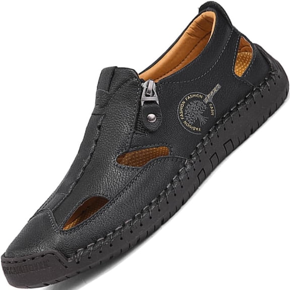 Men's Sandals for Men Leather Mens Closed Toe Slippers Causal Shoes