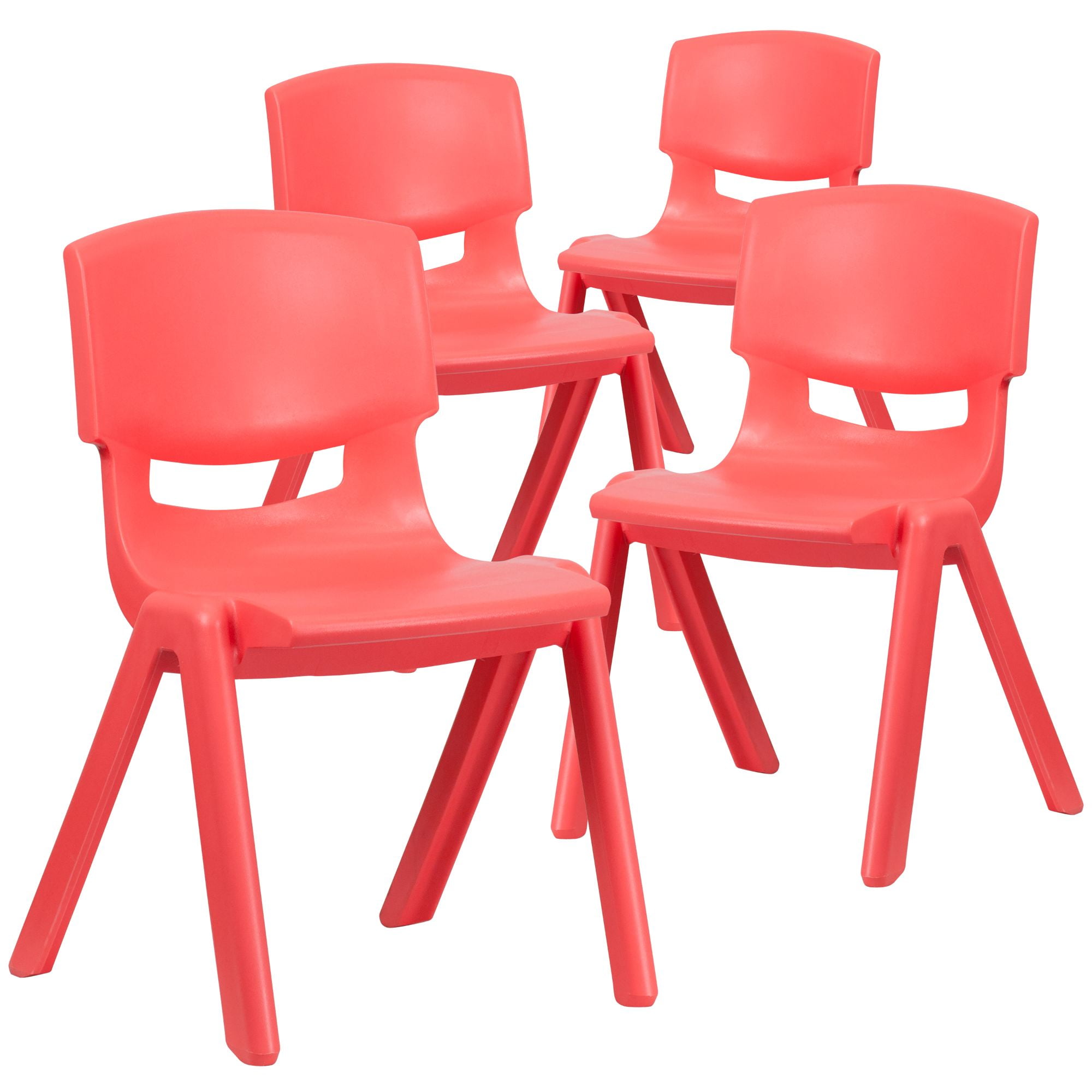 Set of 4 Red Solid Stackable School Chairs 26.75"