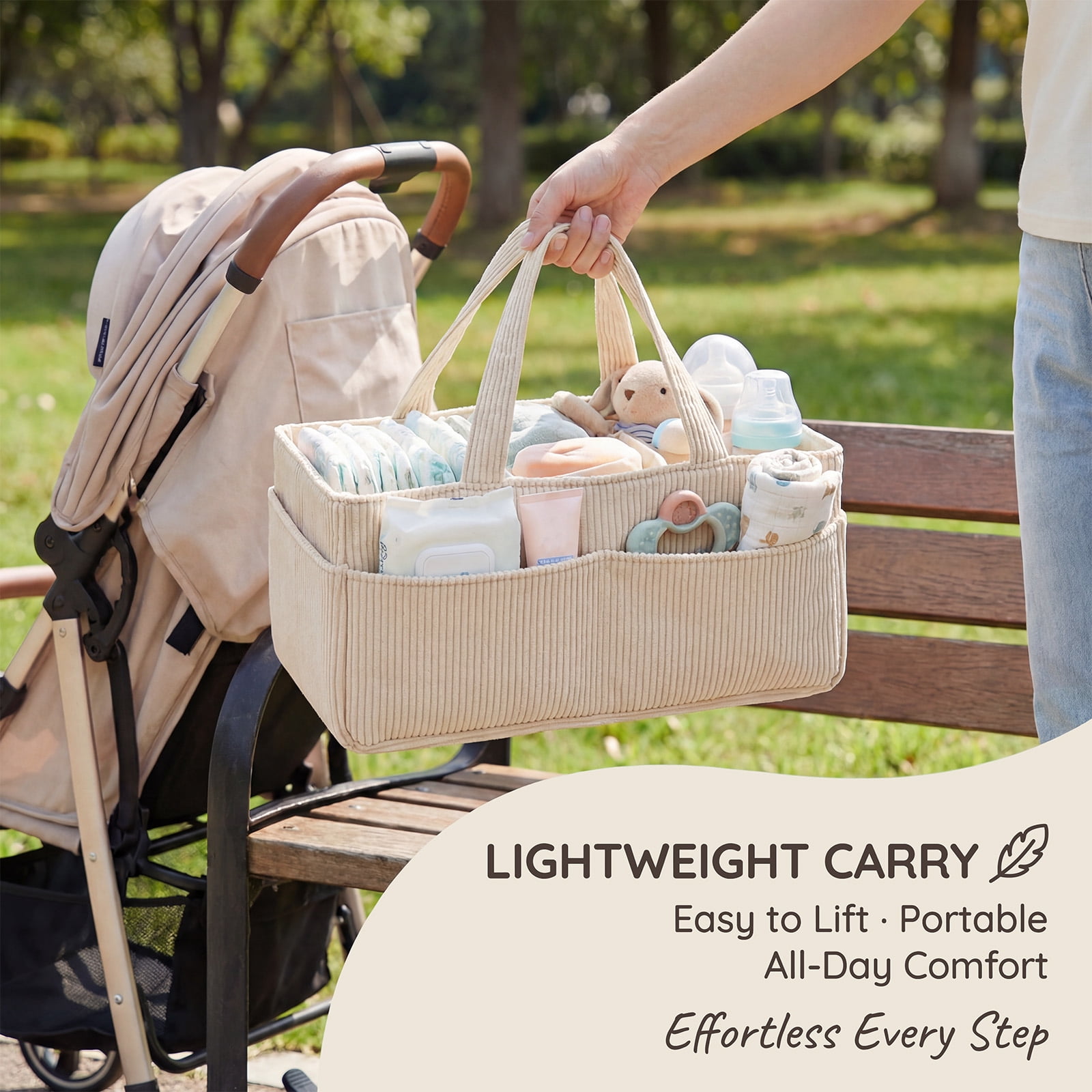 HKJUNFEI 2Pcs Diaper Caddy Organizer with Inner Compartment Organization Sturdy Comfortable Carry Design for Nursery Baby Shower Newborn