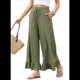thumbnail image 3 of Pantalones Palazzo de Pierna para Mujer, Cintura Alta, Elásticos, con Cordón y Bolsillos, Color Verde , Talla L, 3 of 8