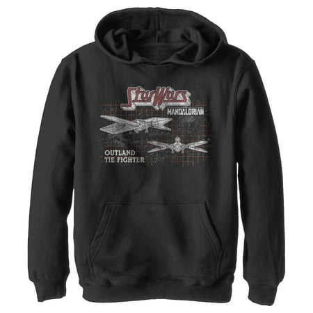Boy's Star Wars: The Mandalorian TIE Fighter Grid Pull Over Hoodie Black X Large