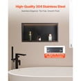 thumbnail image 2 of KFFKFF Recessed Wall Niche with LED Strip, 13 x 25 x 4 inch Stainless Steel Shower Storage Organizer, Waterproof and Durable Design, Easy Installation, Black Finish for Bathroom, 2 of 9