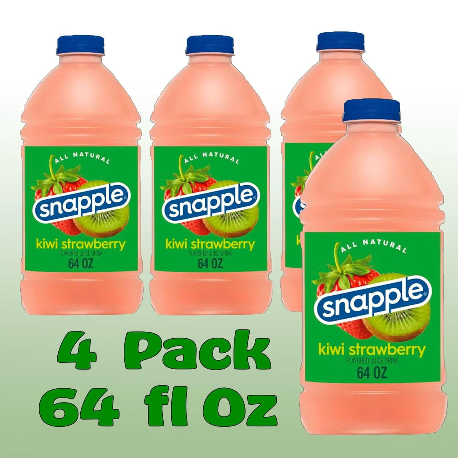 Snapple Kiwi Strawberry All Natural Fruit Juice Drink, 64 fl oz Plastic Bottles, 4-Pack