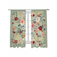 thumbnail image 2 of Sheer Curtains 63 Inches Long, Sage Green Floral Light Filtering Window Curtains for Living Room/Bedroom, Spring Flowers Leaves Farmhouse Rod Pocket Voile Sheer Curtain Drapes, 52"W x 63"L, 2 Panels, 2 of 8