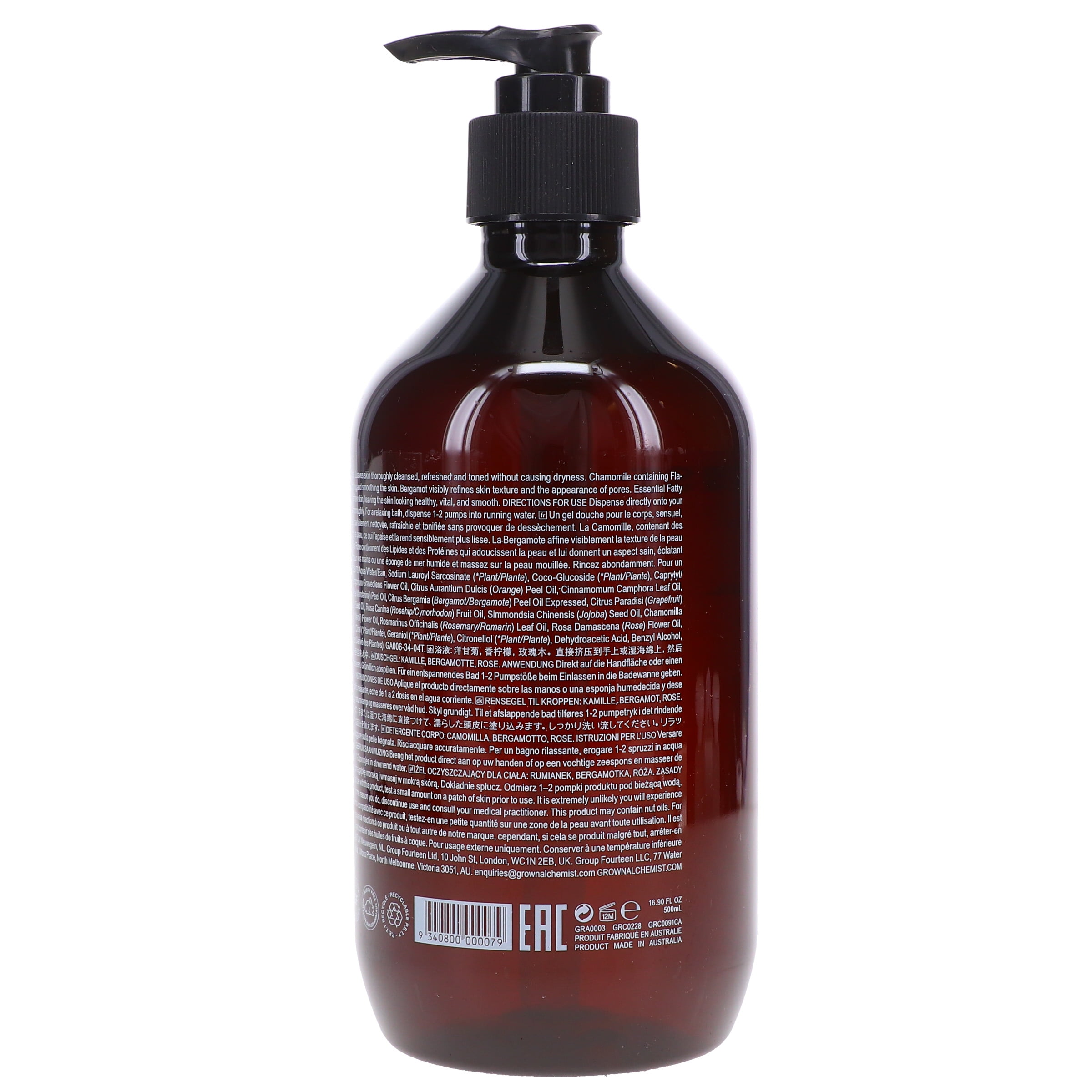 Grown Alchemist Body Cleanser Chamomile Bergamot Rose 16.9 oz