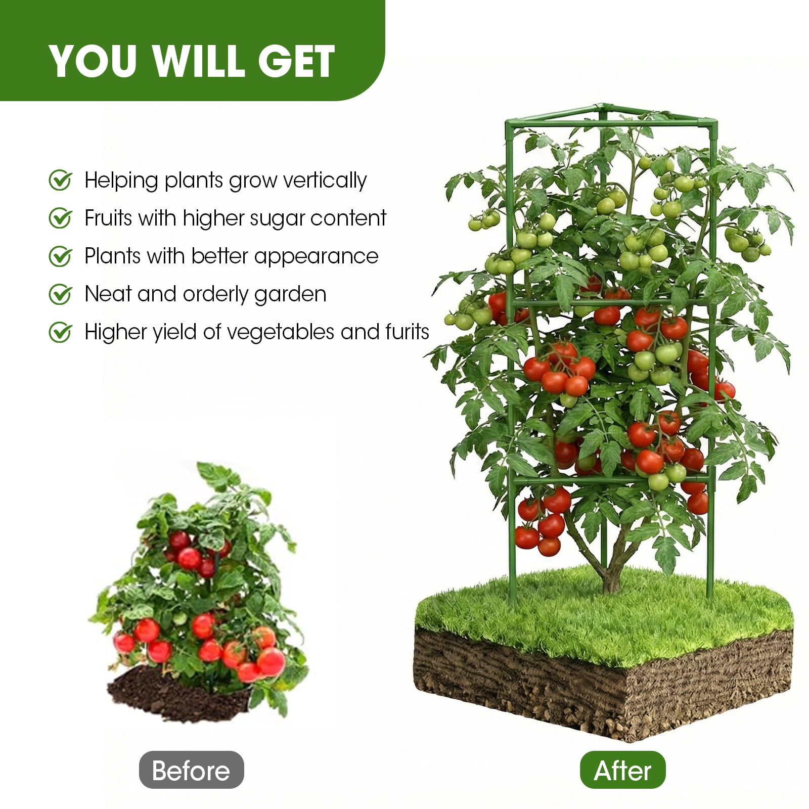 Tomato Cage, 3Pack 50inch Tall Tomato Trellis Triangle Tomato Cages for Garden Climbing Plants, Raised Garden Bed Plant Support Stakes for Garden,Pots, Plant Cages & Supports