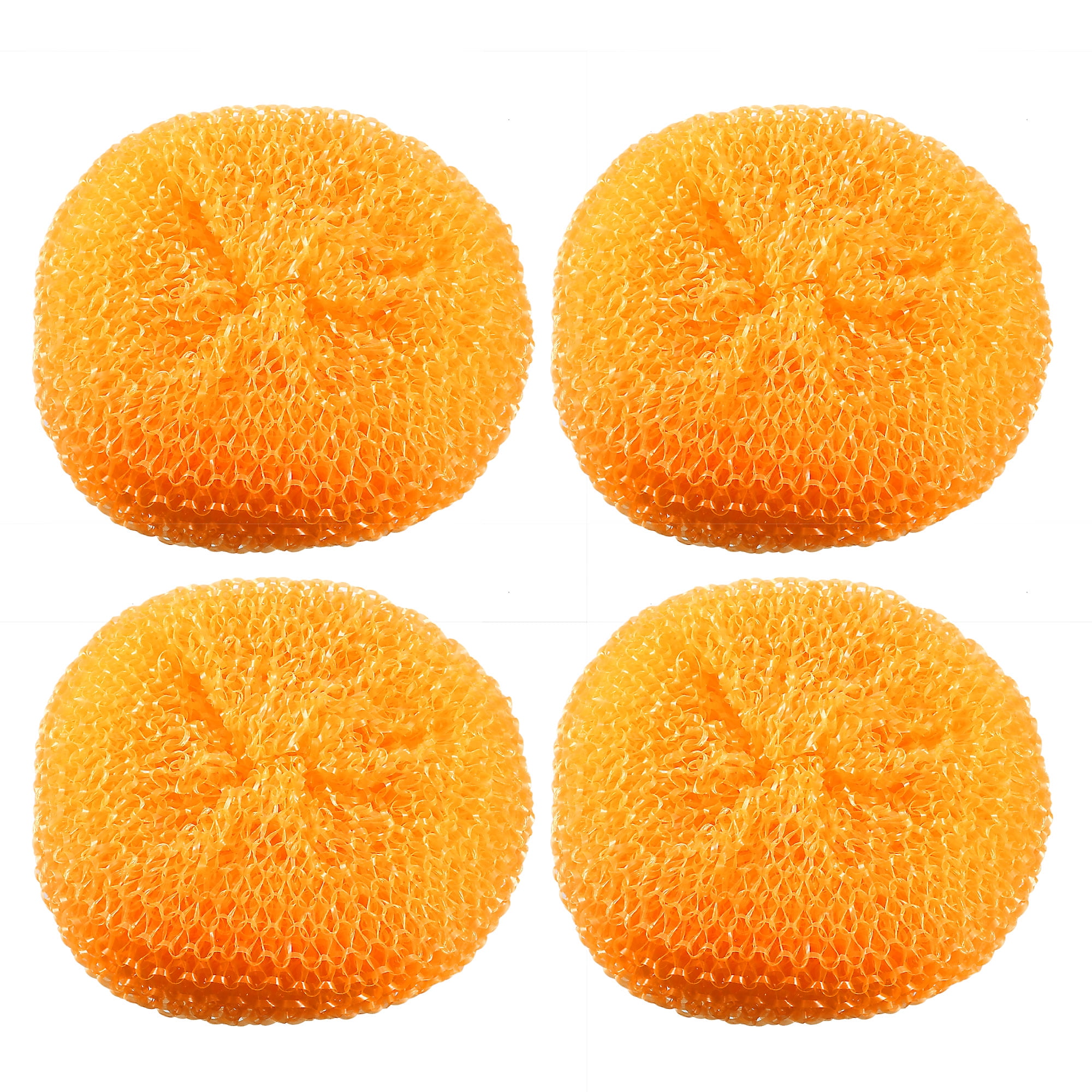Uxcell Plastic Mesh Dish Pan Washing Cleaning Scouring Scrubber Pad Orange 4 Pack