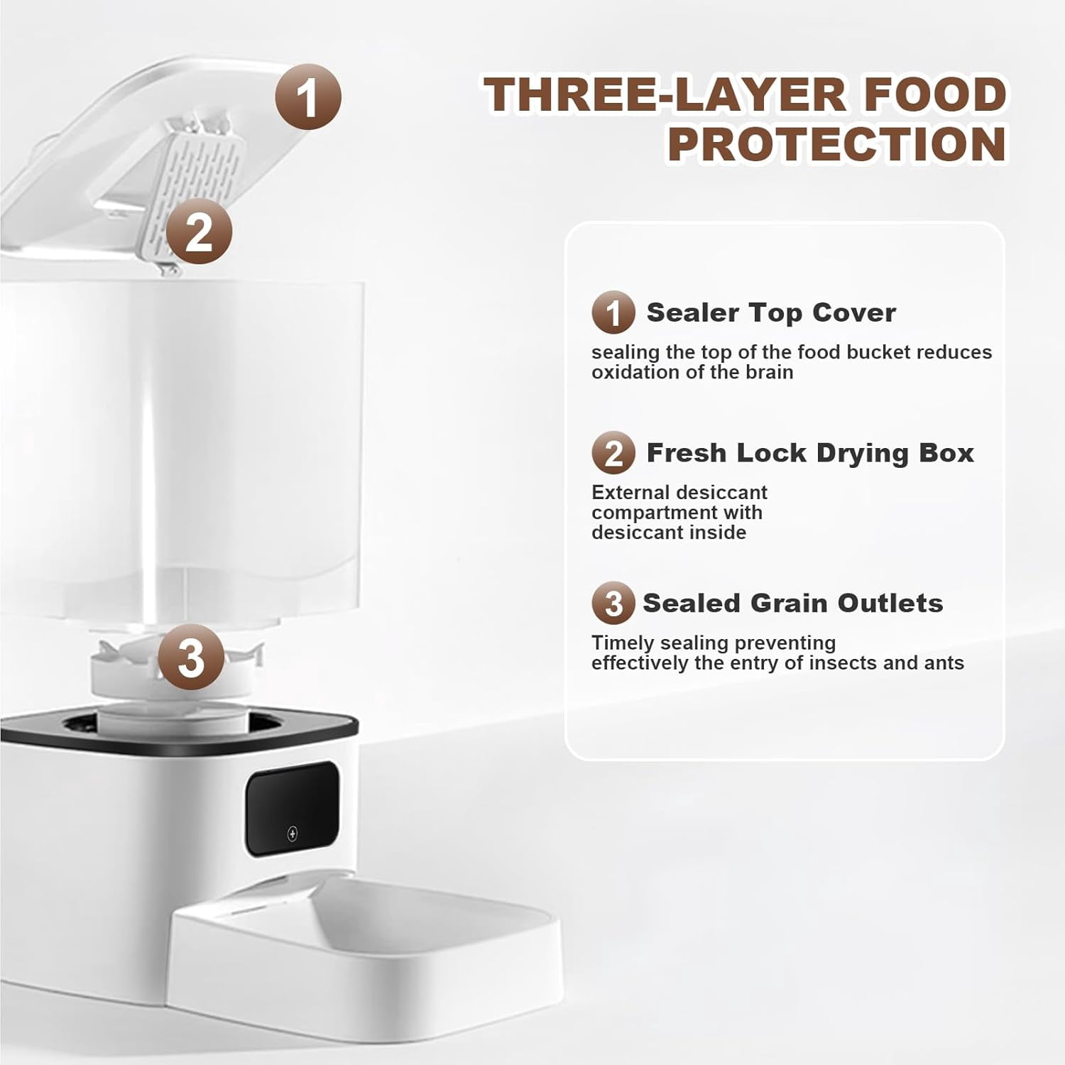 6L Automatic Cat Feeder for 2 Cats with Smart APP Control and Dual Bowls