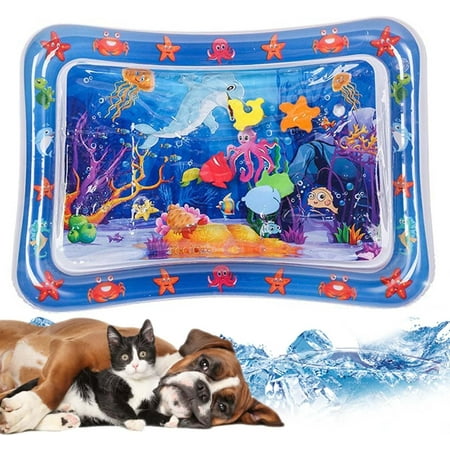Water Playmat Thickened Water Sensor Play Mat for Cats Water Sensory Playmat with Fish for Pet Play Water Sensor Mat for Kids Water Sensory Pad Water Play