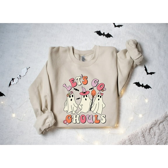 Velto Lets Go Ghouls Sweatshirt, Sweatshirt, Ghost Sweatshirt, Ghost Sweater, Retro Sweater All Size S-5XL