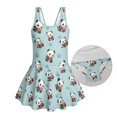 thumbnail image 5 of Xixirimido Panda Strawberry Paw Blue Print Girls One Piece Swimsuits with Skirt Sleeveless Swim Dress Modest Skirted Swimwear with Built-in Shorts UPF 50+ Bathing Suit, 5-6 Years, 5 of 7