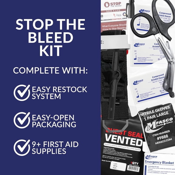 10-Piece Stop The Bleed Kit with Tourniquet and Chest Seal for Emergency Preparedness
