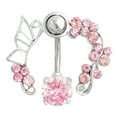 thumbnail image 6 of Walbest 14G Butterfly Rhinestone Belly Barbell Button Ring Navel Body Piercing Jewelry, 6 of 6