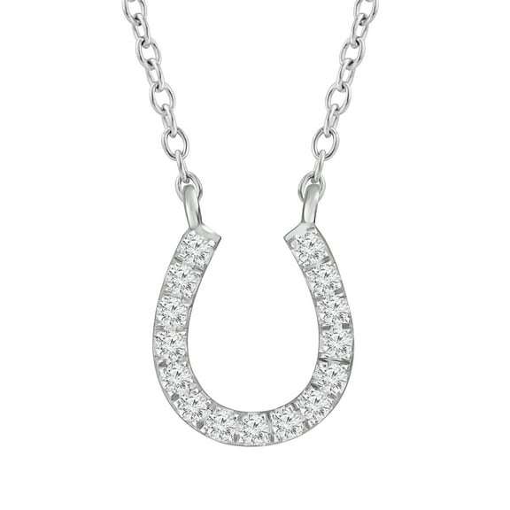 Dazzlingrock Collection 0.13 CT Round White Diamond Horseshoe Pendant for Her in 10K White Gold