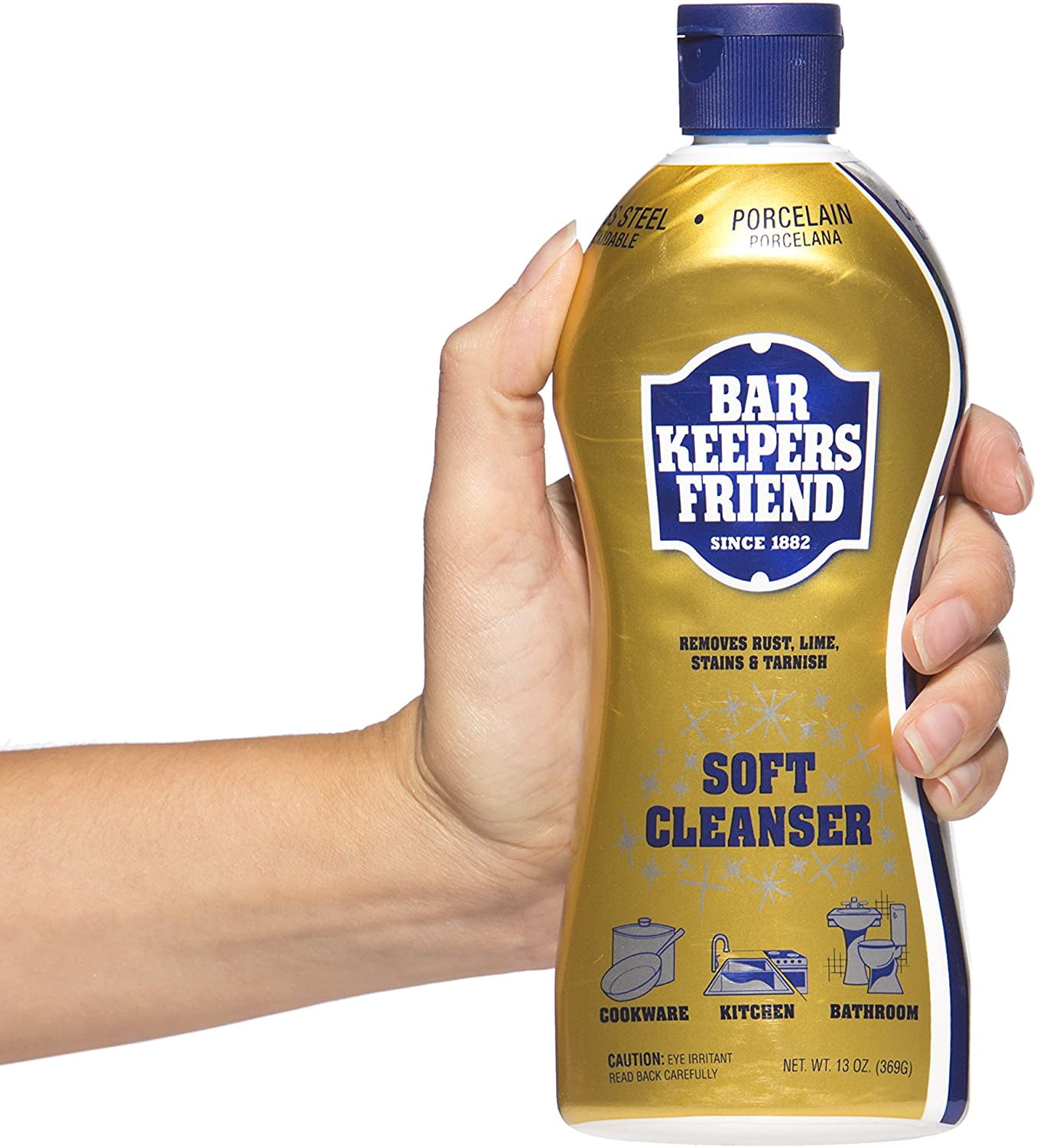 Bar Keepers Friend Soft Cleanser Liquid 13 oz Multipurpose Cleaner & Rust Stain Remover for Stainless Steel Sinks and Countertops, Porcelain and Ceramic Tile, Copper, Brass, and More (1)