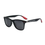 MKL Innovations ® Lunettes de soleil classiques polarisées UV400 unisexes - Noir avec garniture rouge