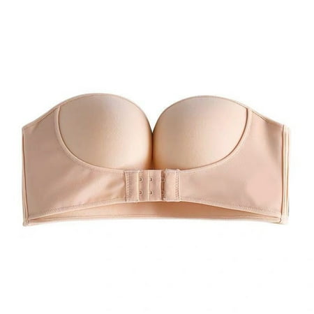 

Women Yoga Sports Bra Strapless Front Buckle Gathers For Fitness Running Yoga Nude 36/80ab
