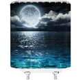 thumbnail image 2 of Moon Shower Curtain Full Moon Over Sea Ocean Clouds Planet Star Sky Dreamy Night Scene Black Blue Bathroom Curtains Decor Polyester Fabric Include Hooks,(36" WX70 H), 2 of 2