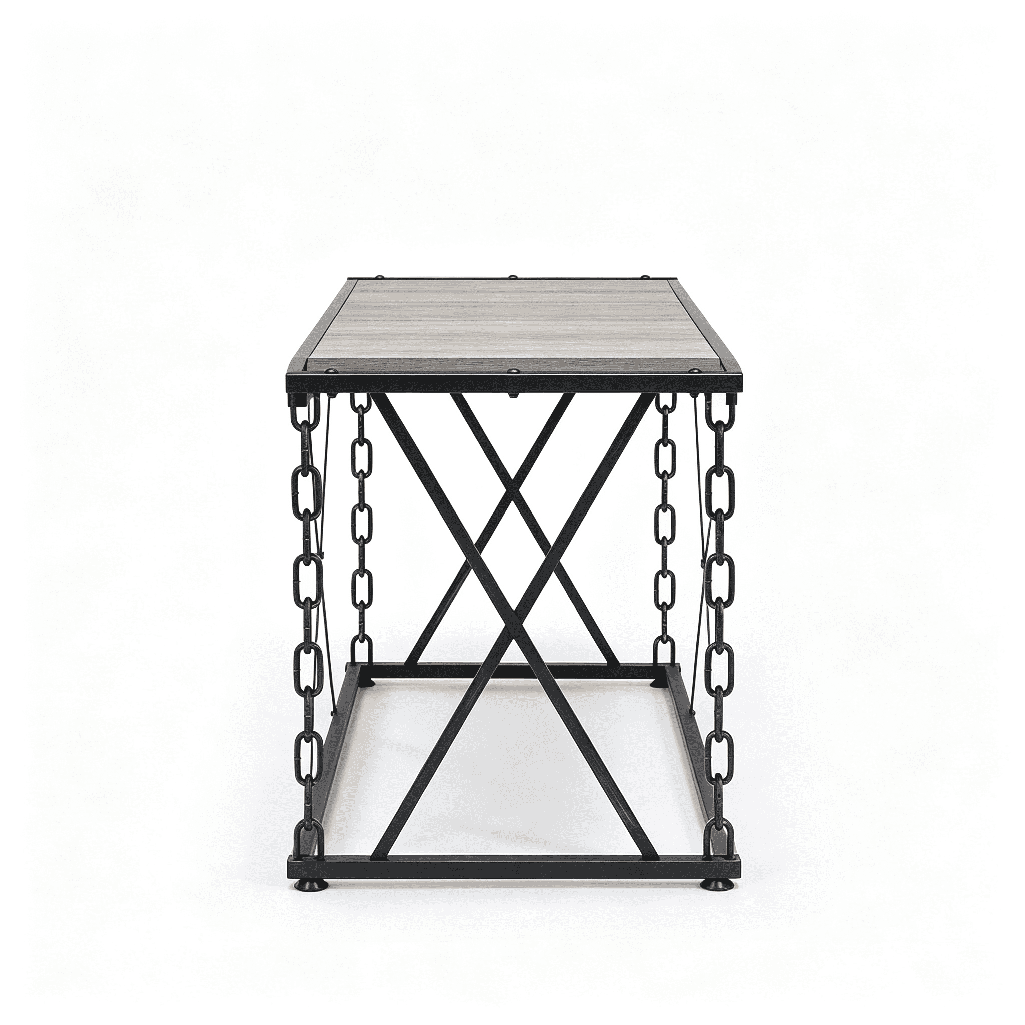 Astoutdoor Rustic Oak and Antique Black Rectangular Desk