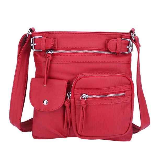 Bolsa De Hombro Bolsos cruzados para mujer PU duradero con cremallera para el ocio diario (rojo) Ehuebsd Para Estrenar