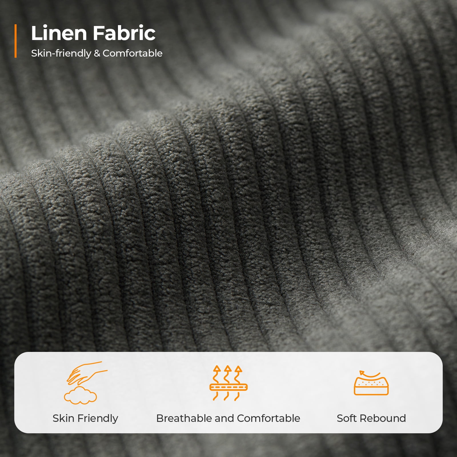 BLAZANT 89" Sofa Couch, 3 Seater Sofa with Suppleness Armrests, Corduroy Fabric Deep Seat Sofa with Upholstered Cushion& Backrests, Modern Comfy Couch for Living Room Apartment Office