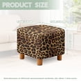 thumbnail image 3 of Jiueut Brown Leopard Print Footstool Slipcover, Thick Foot Rest Cushion Non Slip Square Slipcover for Ottoman with Elastic Buttom for Living Room, 3 of 7