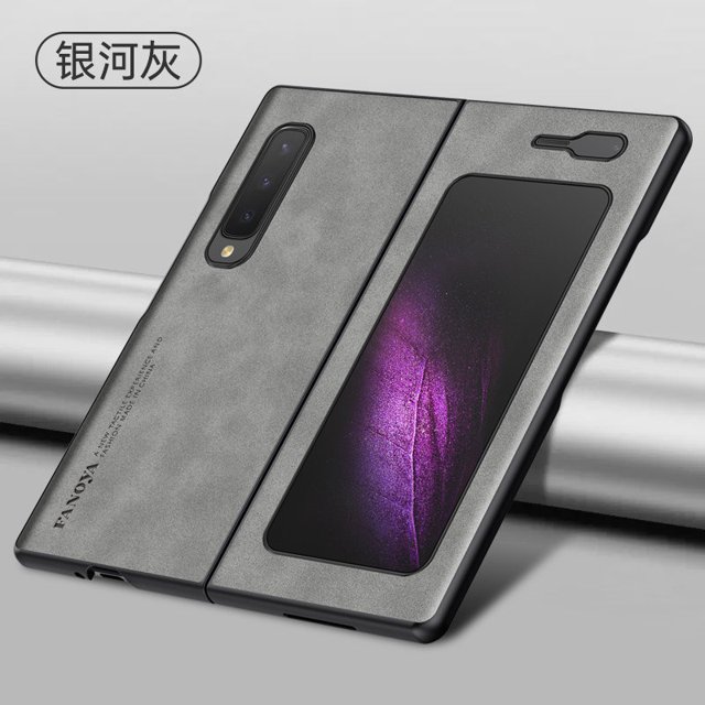 For Samsung Galaxy Fold Fold1 F900F Case PU Leather Surface Hard PC Back Cover Matte Shockproof Case for Samsung Fold1 5G F907F GRAY Samsung Fold 1 4G