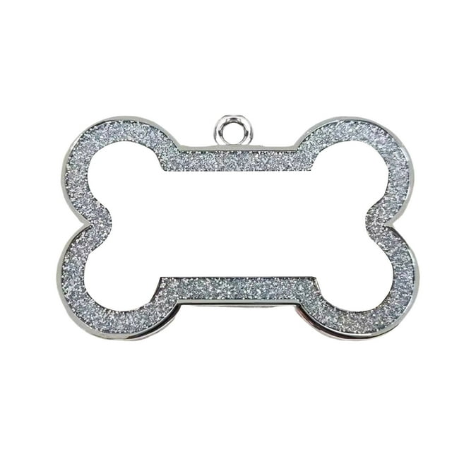Perro de acero inoxidable etiquetas de identificación de mascotas con diseño de hueso brillante perro etiqueta de nombre grabado para perro cachorro gato