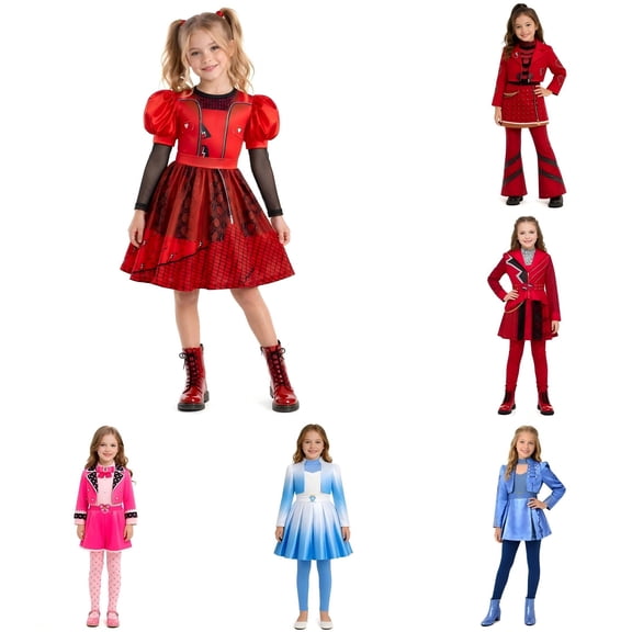 Descendant4 Halloween Costume Red and Chloe Princess Dress Movie Character Role Play Halloween Cosplay Dress Up Outfits Set for Carnival,Size 140