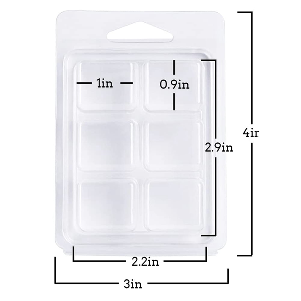 100 Packs Wax Melt Clamshells Molds, Clear Empty Plastic Square Tray for Wax Tarts Candles