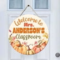 thumbnail image 3 of Flagwix Personalized Back To School Sign, Custom Round Wooden Teacher Name Sign, Classroom Decor, Unique Teacher Gifts, Rustic Fall & Pumpkin Door Sign - 14 inches, 3 of 10