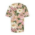 thumbnail image 4 of Charella Floral Printed Shirts for Women Crew Neck Short Sleeve Blouses Summer Casual Tops Loose Fit Basic Tees (M, Multicolor 1), 4 of 5