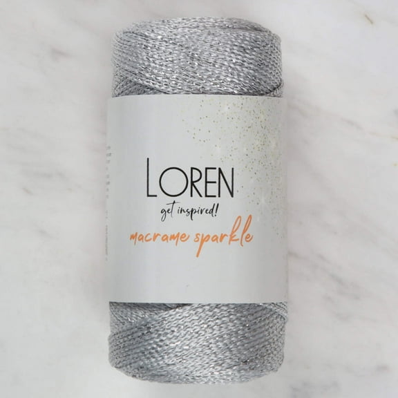 Loren Macrame Sparkle Hand Knitting Yarn, Glitter Grey - RM 60