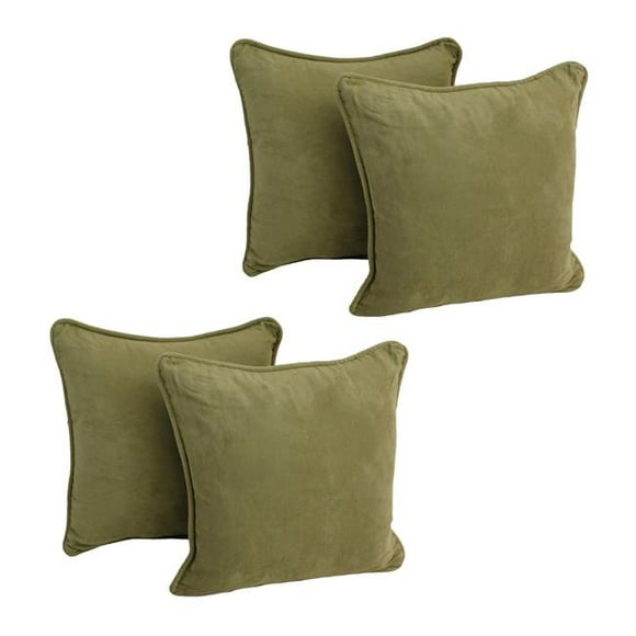 Blazing Needles 9810-CD-S4-MS-SG 18 in. Double-Corded Solid Microsuede Square Throw Pillows with Inserts, Sage Green - Set of 4