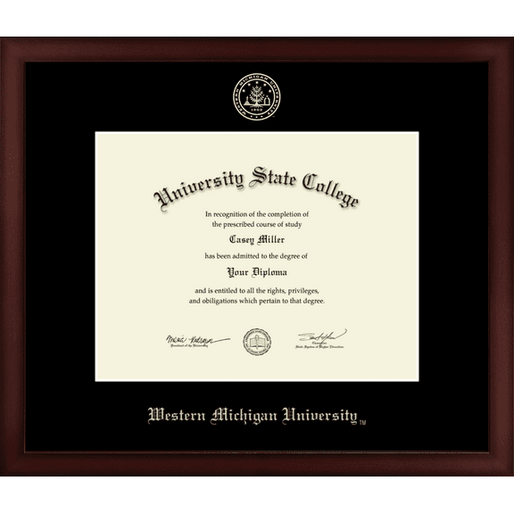 Western Michigan University Diploma Frame, Document Size 11" x 8.5"