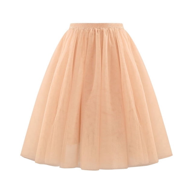 Karight Women Tutu Skirts High Waisted Knee Length Layered Party Midi Skirt Plus Size Tulle Dress Fashion Outfits
