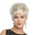 thumbnail image 3 of Zenghuiiii Transparent Lace Frontal Fashionable and fashionable women's silver white short straight hair wig, 3 of 9