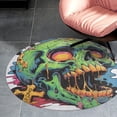 thumbnail image 4 of Psychedelic Zombie Skull Print Round Carpet Circle Rug Outdoor Patio Area Rug Washable Large Area Rugs Hallway Room Decor Fitness Mats, 4 of 8