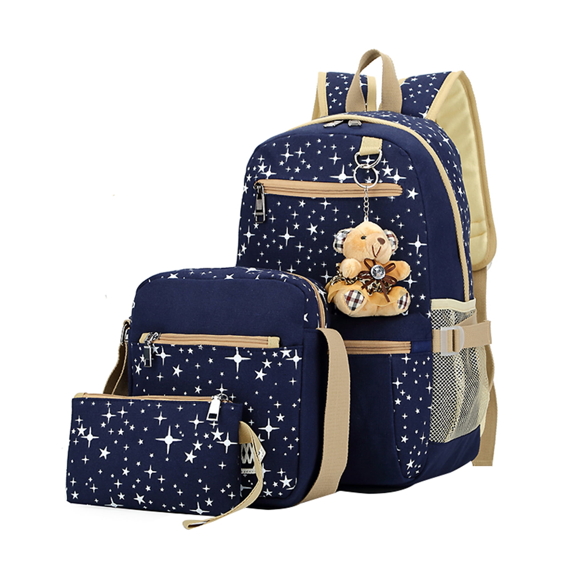 Lowestbest School Backpack for Teens Clearance! Navy Blue 3Pcs/Sets