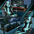 thumbnail image 2 of SOONTRANS Blue Gaming Chair, Ergonomic Gamer Game Chair with Footrest & Massage Lumbar Pillow, High Back Reclining Office Computer Chair for Adult, 2 of 8