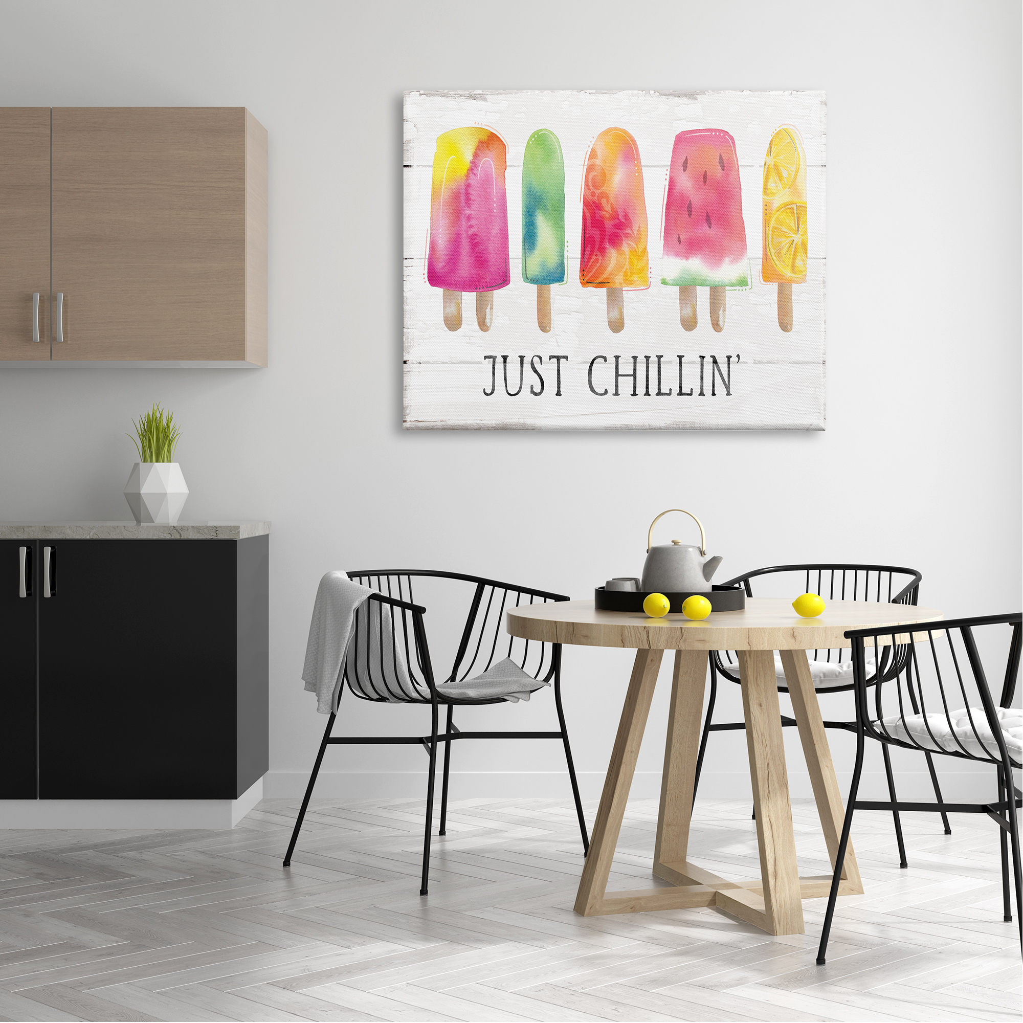 Stupell Industries Just Chillin' Rustic Grain Pattern Summer Ice Pop Canvas Wall Art, 48 x 36, Design by Courtney Morgenstern