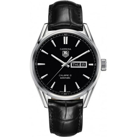 Tag Heuer Carrera Automatic Black Dial Black Leather Mens